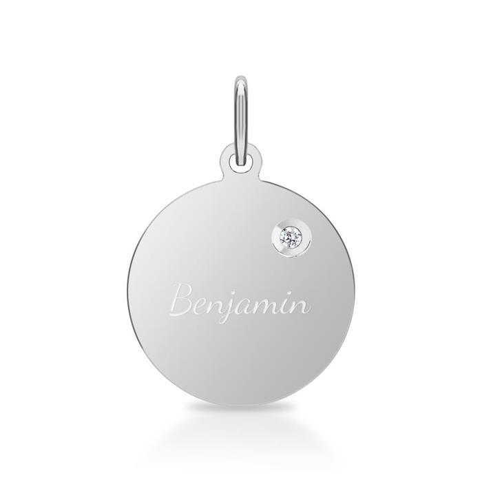 Necklace and id pendant sterling silver diamond