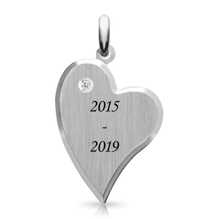 Round sterling silver id pendant diamond