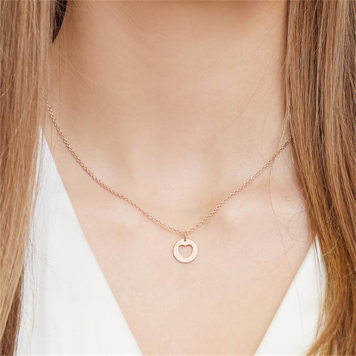 Colgante corazón plata 925 chapado en oro rosa