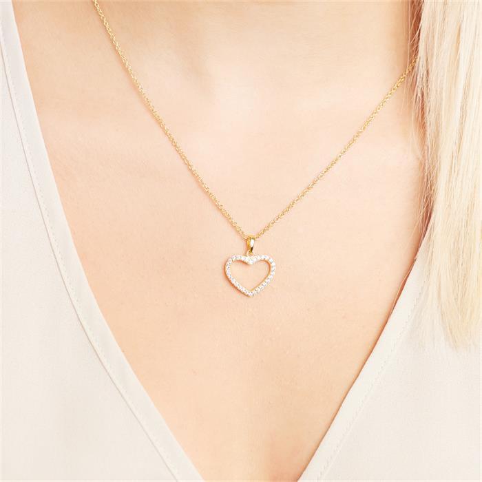 Heart chain sterling silver gold plated