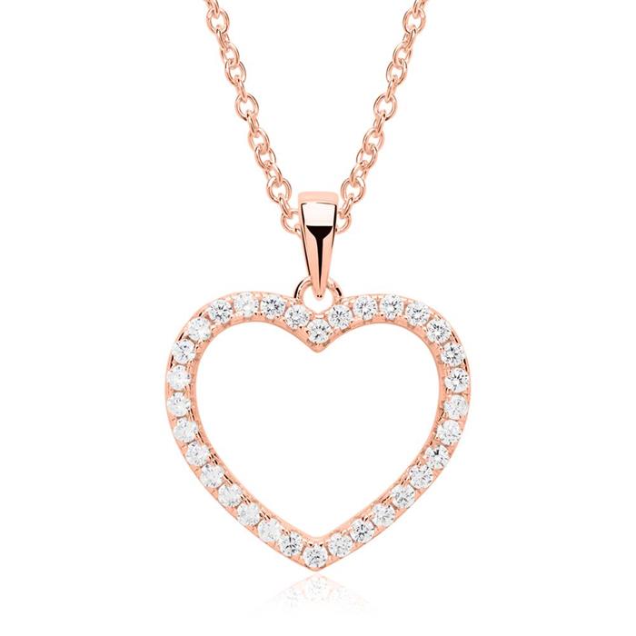 Cadena corazón plata 925 rosa