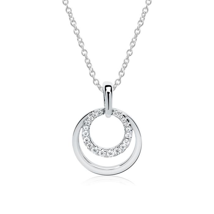 Necklace circles sterling silver zirconia