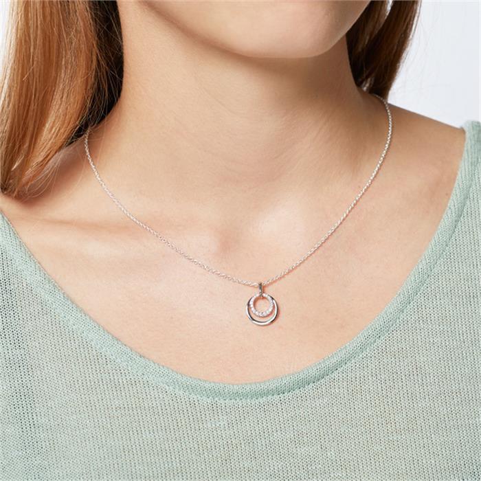 Necklace circles sterling silver zirconia