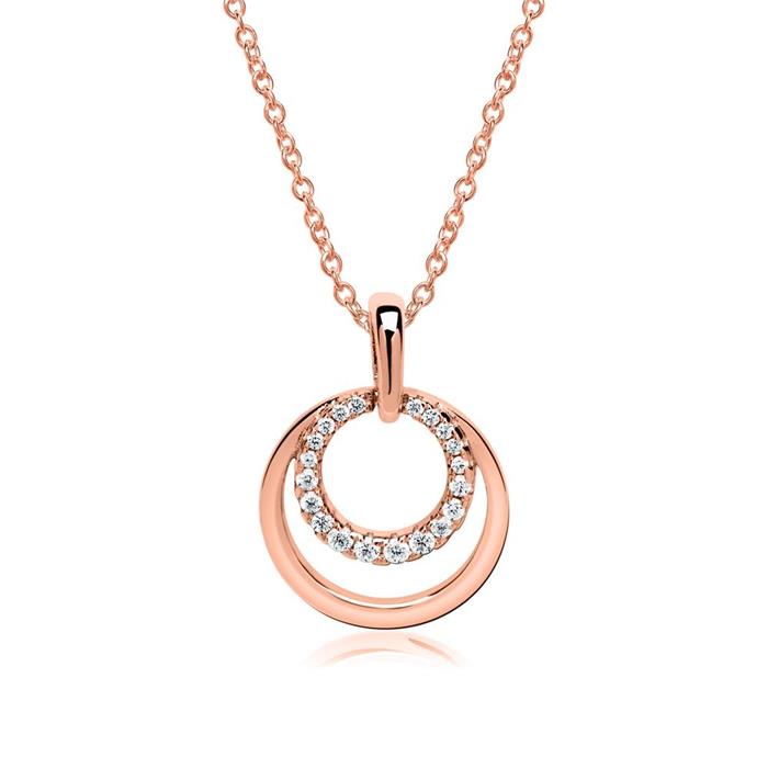 Circle pendant sterling silver rose gold zirconia