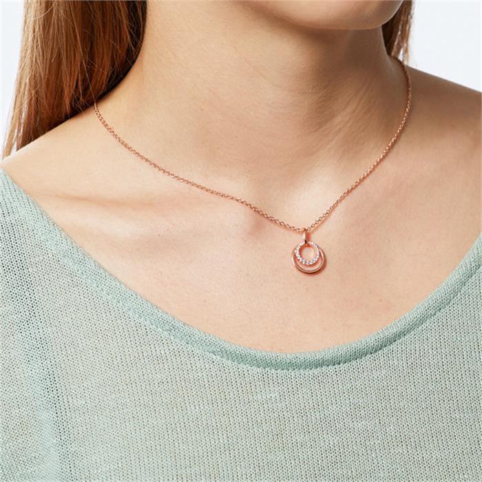 Circle necklace sterling silver rose gold zirconia