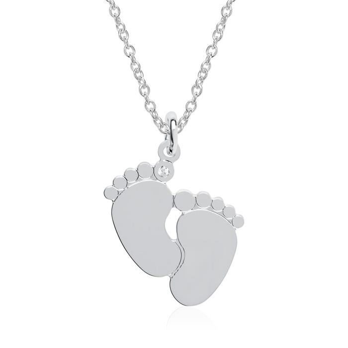 Engraving baby feet pendant in sterling sterling silver