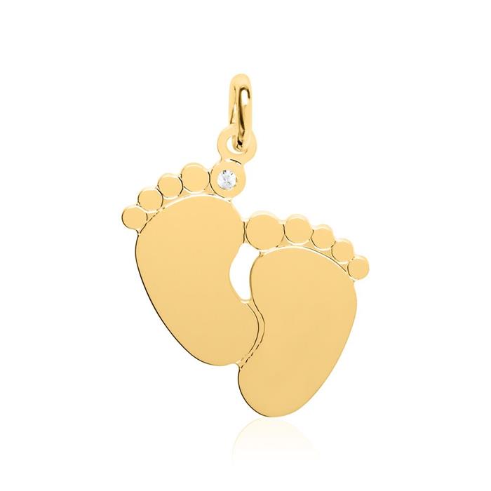 Engraving chain baby feet made of gold-plated sterling silver