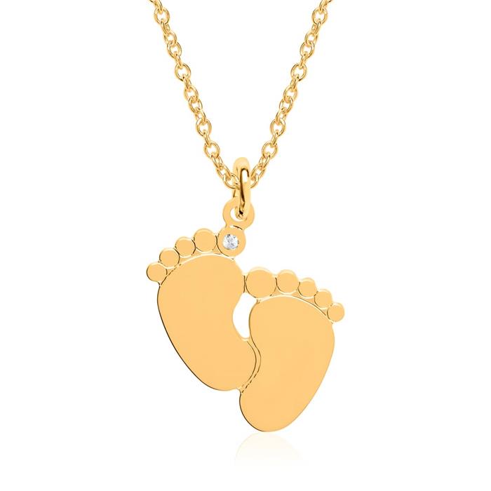 Engraving chain baby feet made of gold-plated sterling silver
