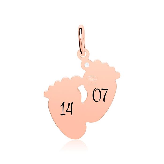 Pendant Baby Feet Sterling Silver Rose Gold Plated