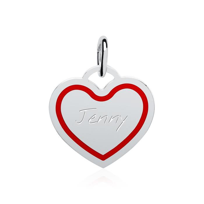 Necklace with heart pendant engravable from sterling silver