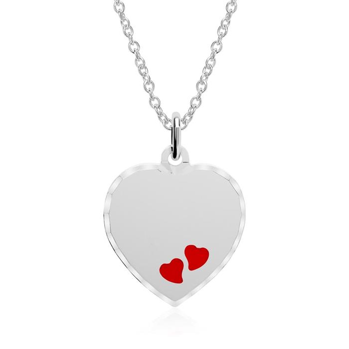 Gegraveerde ketting harten in 925 sterling zilver