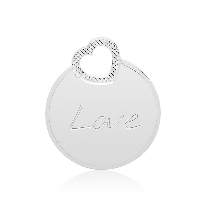 Round pendant made of sterling silver with engravable heart