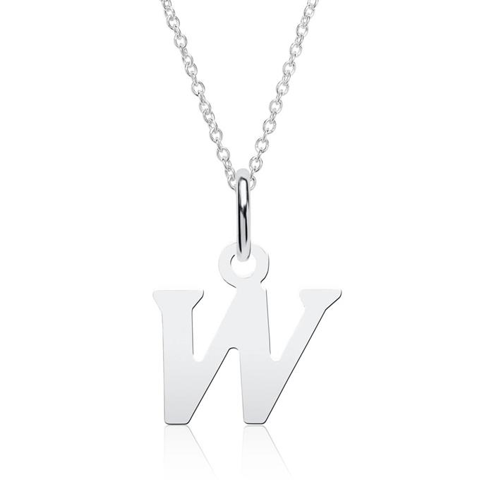 Ketting letter W in sterling zilver
