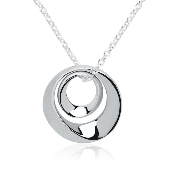 Oval sterling silver pendant matted