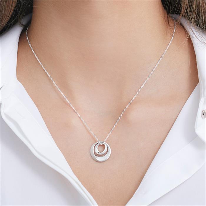 Necklace with Oval sterling pendant matted