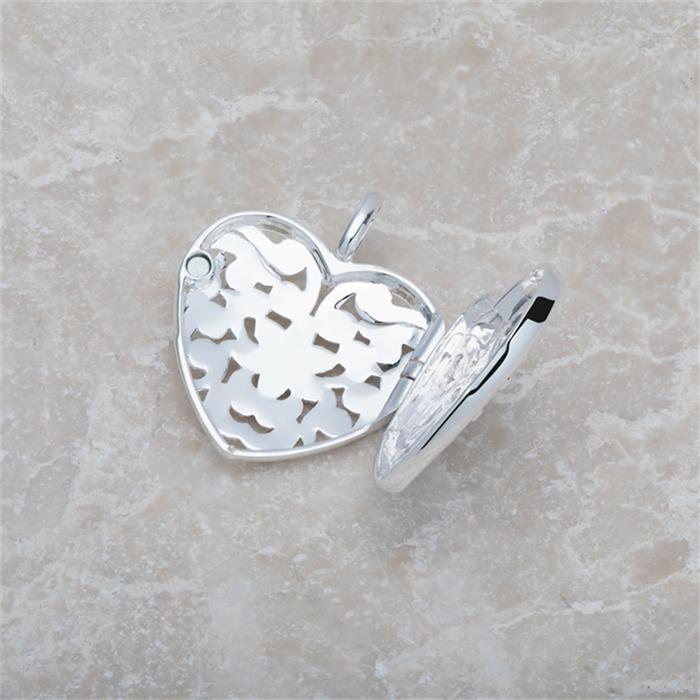 Relicario corazón floral de plata 925