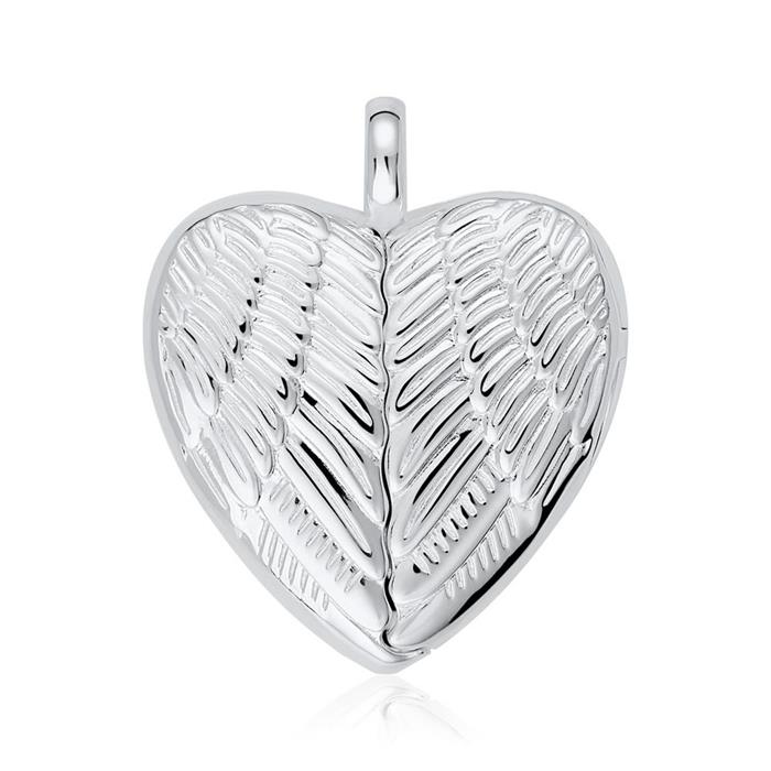Heart locket angel wings made of sterling silver engravable