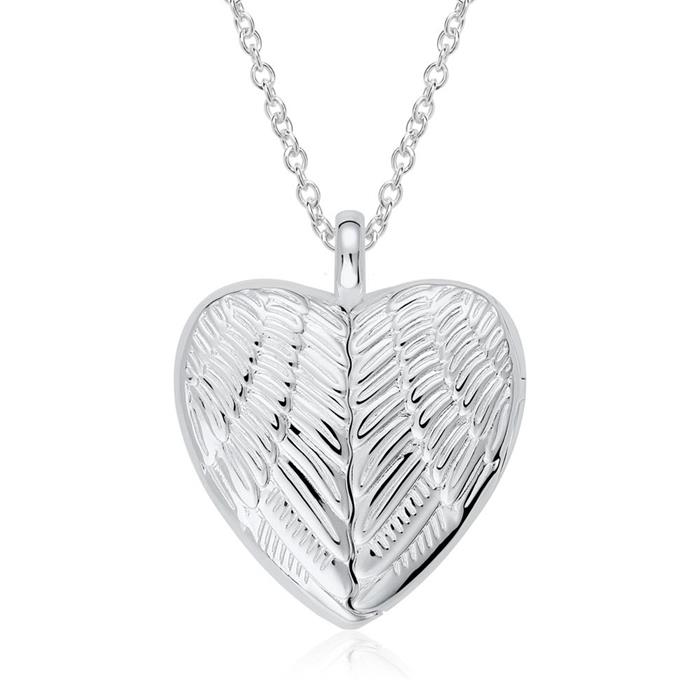 Heart locket angel wings made of sterling silver engravable