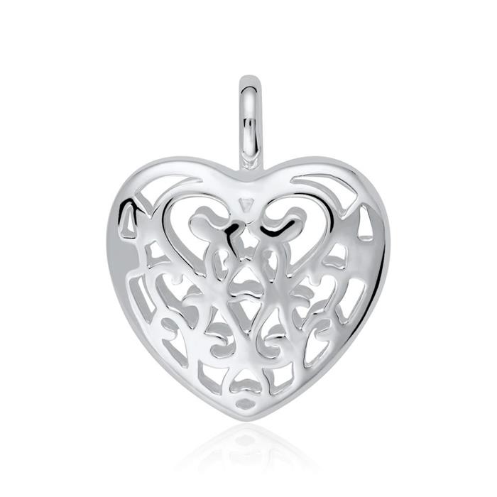 Necklace with heart locket in sterling silver