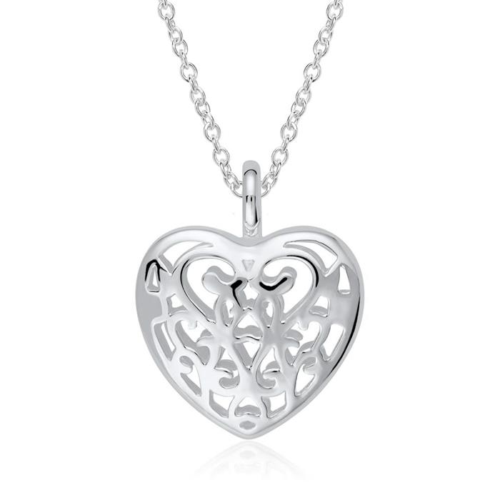 Necklace with heart locket in sterling silver