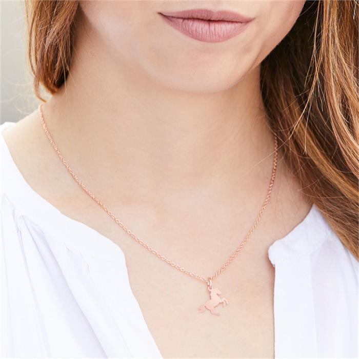 Paarden ketting in 925 sterling zilver roségoud verguld