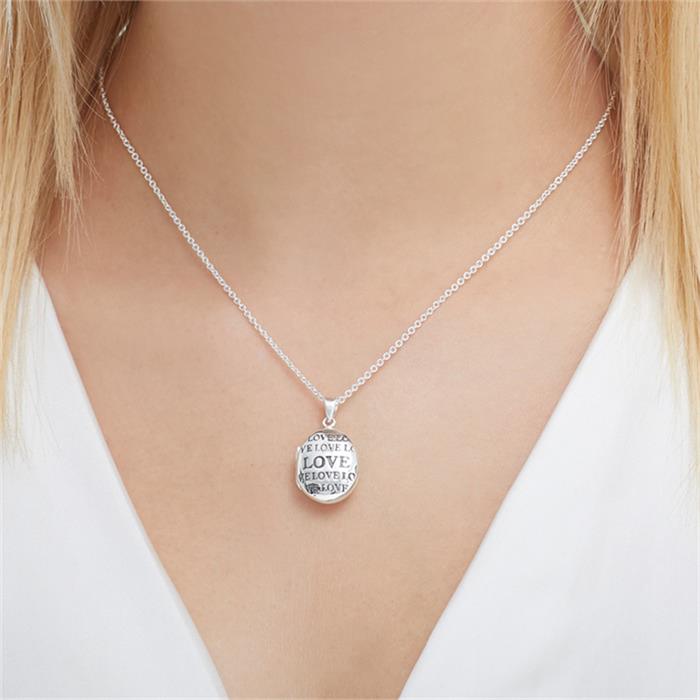 Chain and locket love engravable in sterling silver