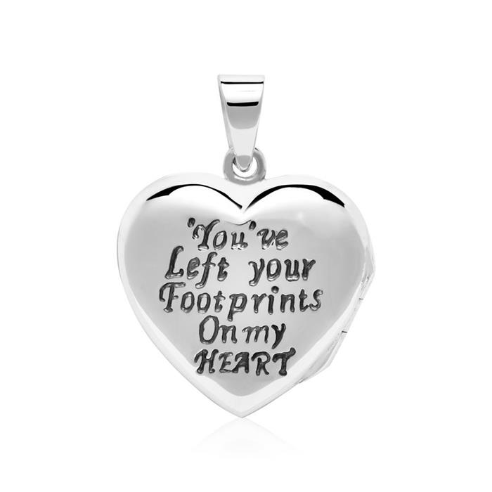 Chain and heart locket footprints made of 925 silver