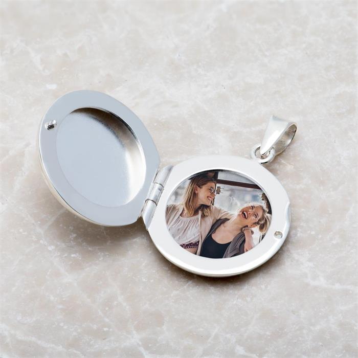 Round locket in 925 sterling silver, engravable