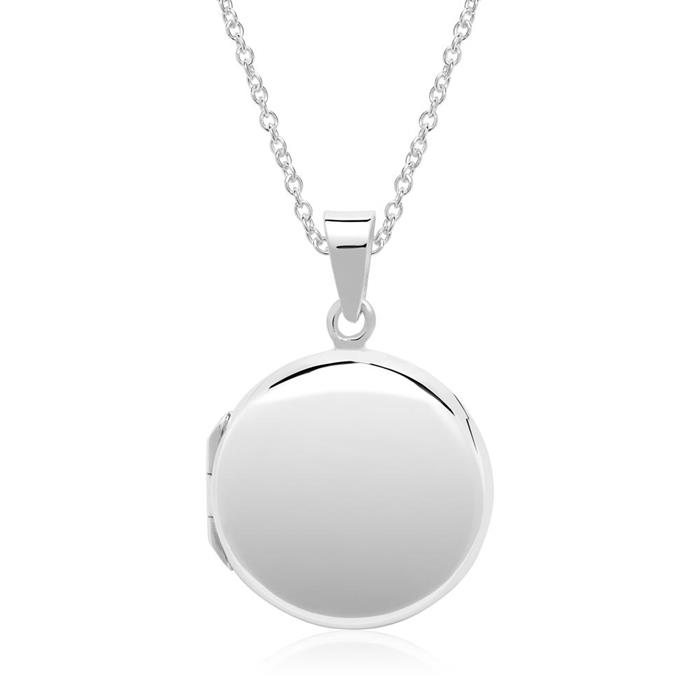 Round locket in 925 sterling silver, engravable