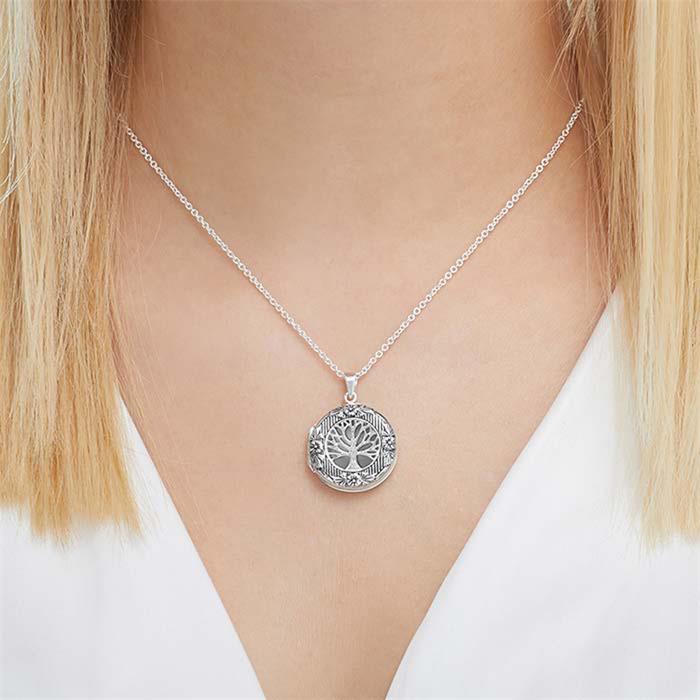 925 silver locket chain tree of life owl engravable