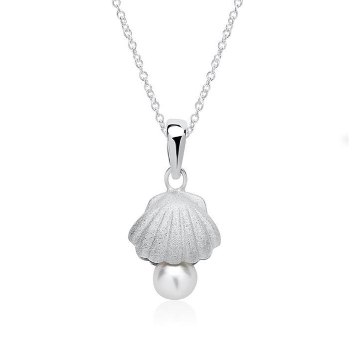 Sterling silver necklace shell with pearl