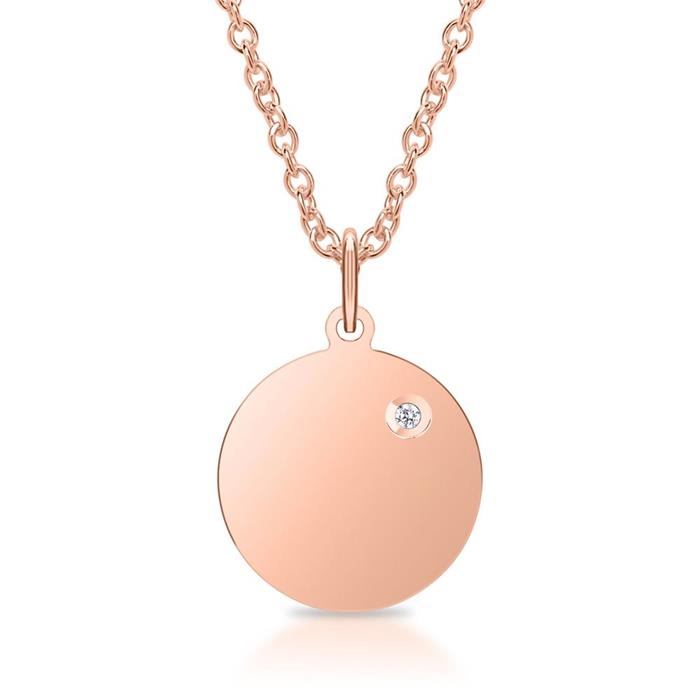 Necklace 925 silver rose gold plated with diamond engravable
