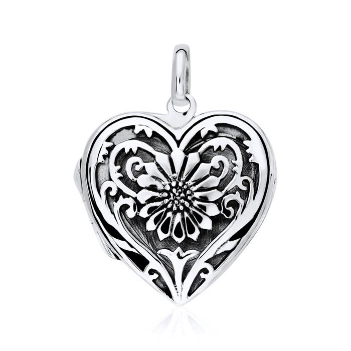Heart Medallion Gentian 925 Silver Engravable