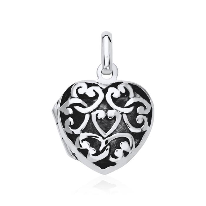 Relicario de plata 925 grabable corazones