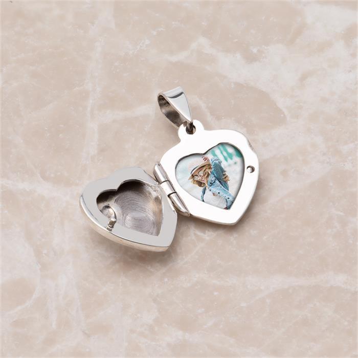 Engraving Heart Medallion In Sterling Silver, Partially Matted