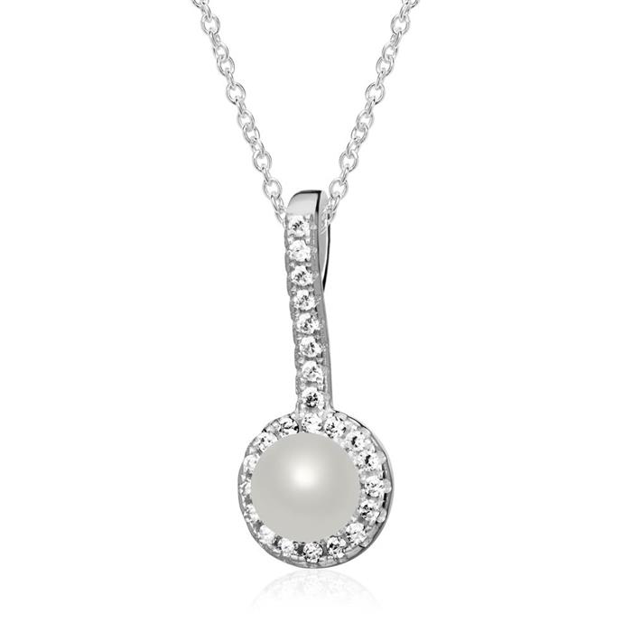 Dames ketting in 925 sterling zilver met schelpparel