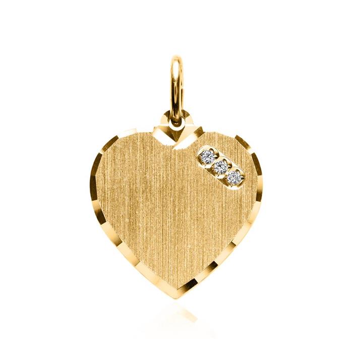 Cadena corazón de plata 925 dorada con circonitas