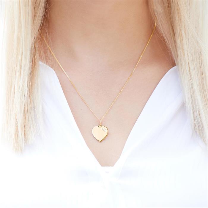 Heart necklace in gold-plated 925 silver with zirconia