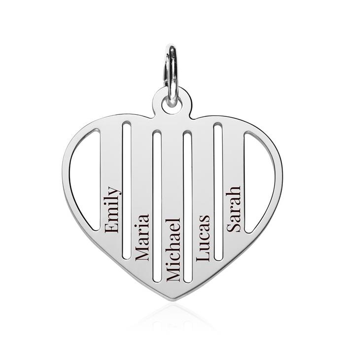 Engravable Heart Pendant In 925 Sterling Silver
