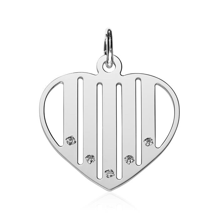 Sterling silver heart chain with zirconia