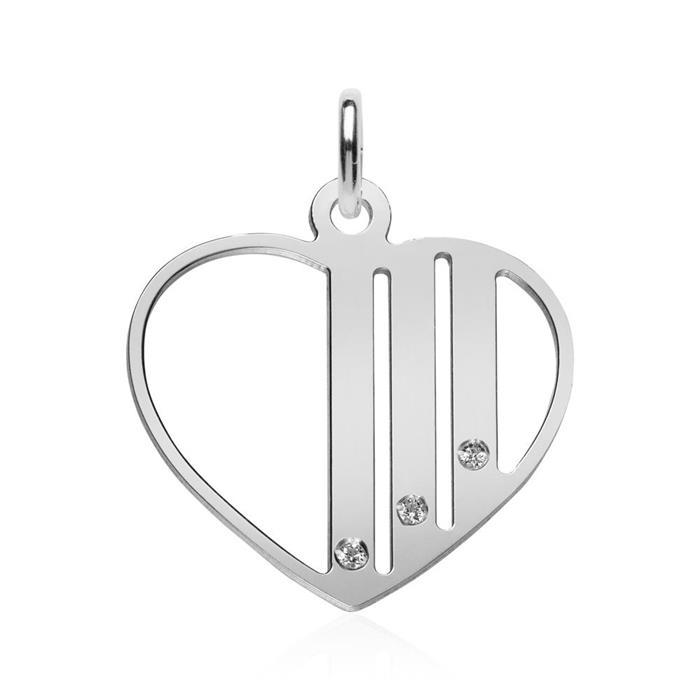 925 sterling zilveren hart ketting met Zirkonia, graveerbaar