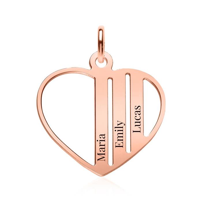 Heart-shaped necklace in rose gold-plated 925 silver, engravable