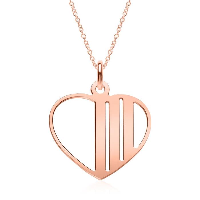Engraving heart pendant in rose gold-plated 925 silver
