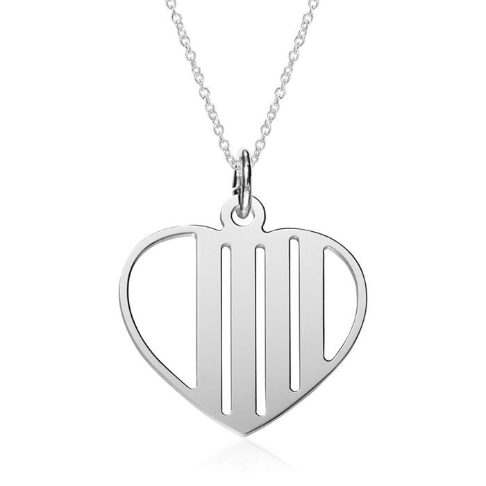 Colgante de plata 925 en forma de coraz&#xF3;n, grabable