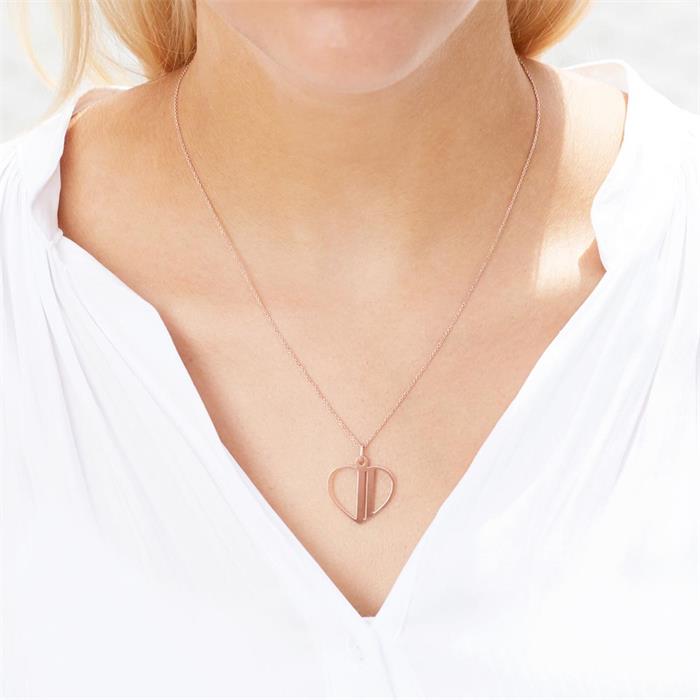 Rose gold plated 925 silver pendant heart, engravable
