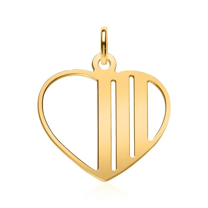 Pendant heart in sterling silver, gold plated engravable