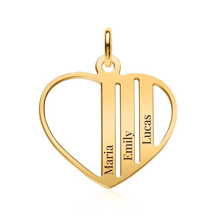 Pendant heart in sterling silver, gold plated engravable