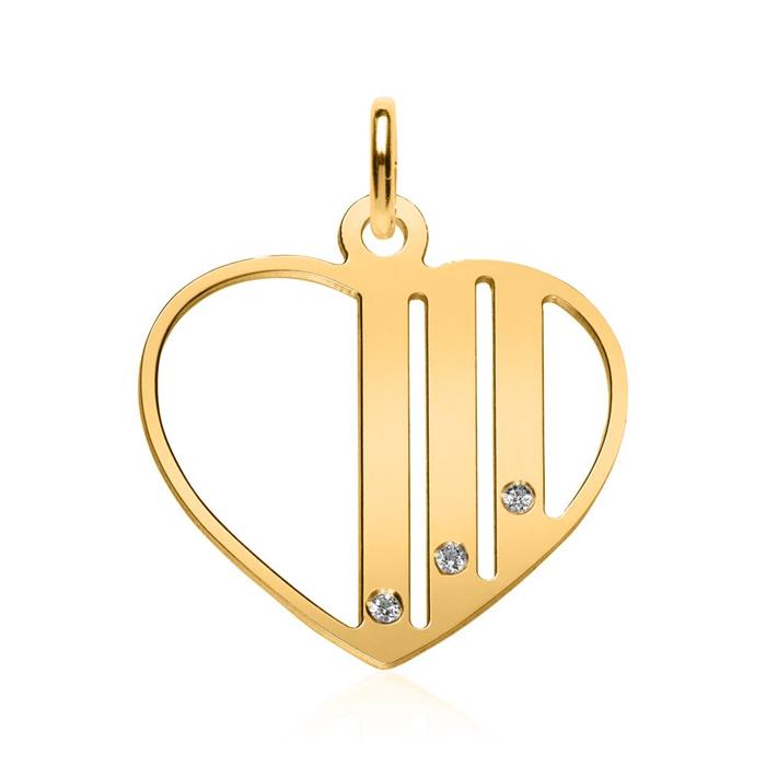 Engraving Heart Pendant In Gold-Plated Sterling Silver