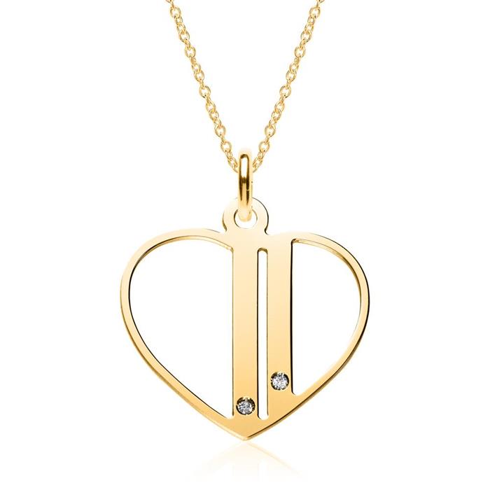 Engraving pendant in sterling silver, gold-plated zirconia