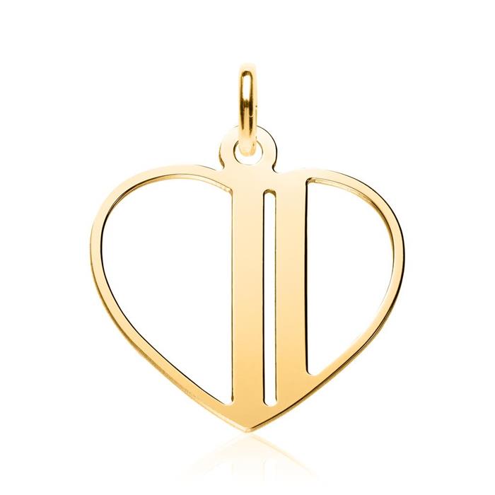 Gold plated 925 silver pendant heart, engravable